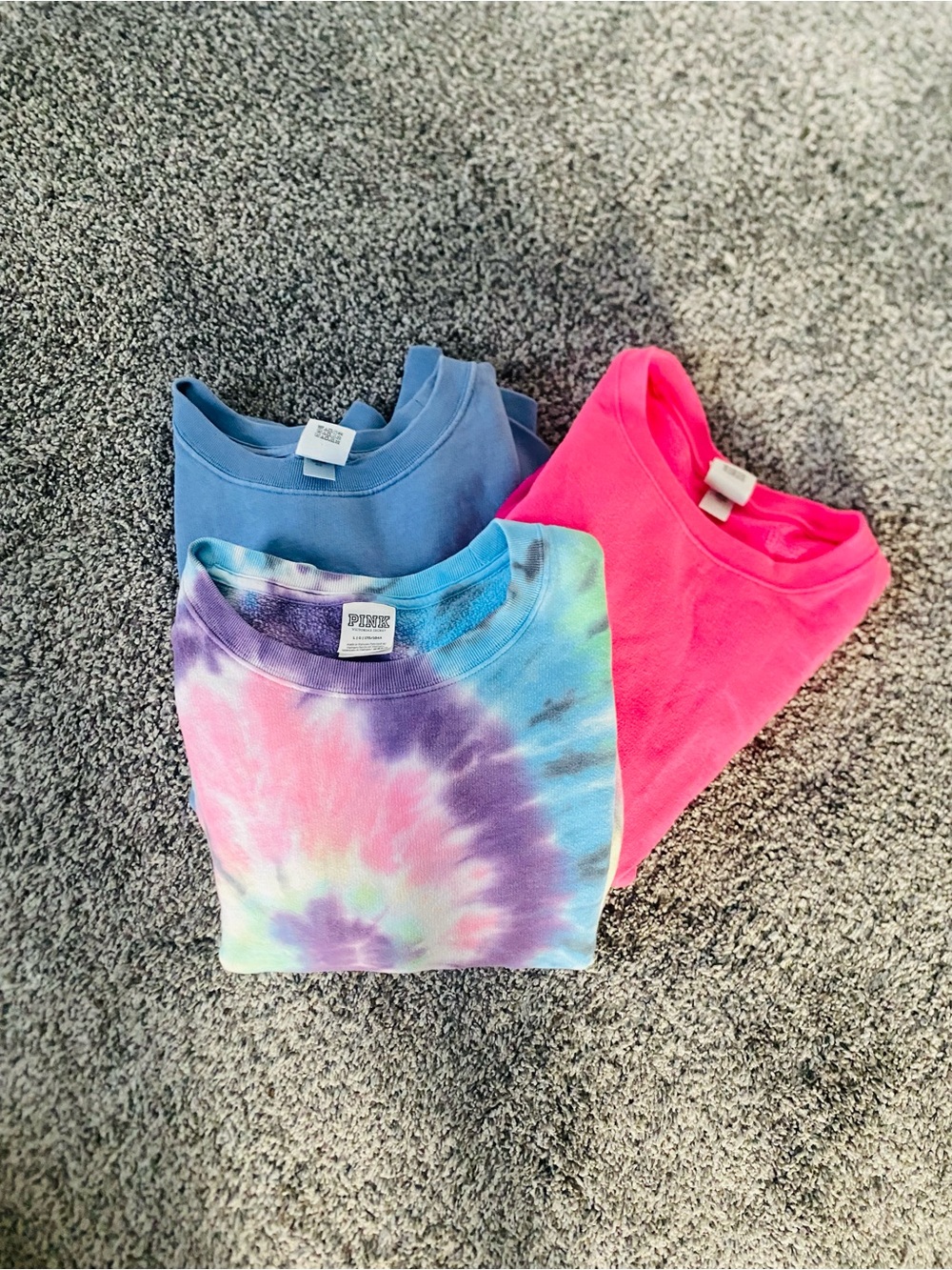 Bundle of 3 Victoria’s Secret PINK Cropped Sweatshirt Tee Size L Loungewear EUC